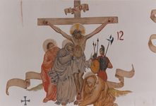 863657 Afbeelding van paneel 12 van de kruiswegstatie naar ontwerp van beeldend kunstenaar Charles Eyck (1897-1983), in ...